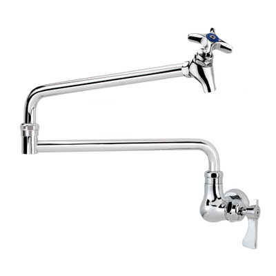 Krowne 16-182L Single Wall Mount Royal Series Pot Filler Faucet with 24" Jointed Spout Shutt-Off Valve