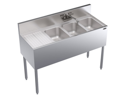 Krowne KR19-43R 48"W x 19"D Stainless Steel Royal Series Underbar Sink Unit