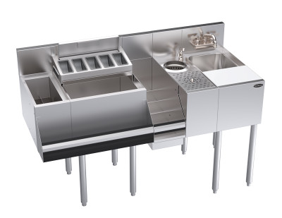 Krowne KR24-MX54-7 54"W x 24"D Built-In 7-Circuit Cold Plate Splash Mount Royal Series Faucet Single Zero-Step Speed Station