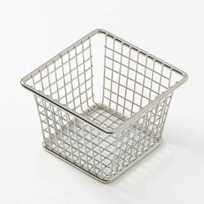 American Metalcraft FBSS44 4&quot; L x 4&quot; W x 3&quot; H Stainless Steel Square Snack and Fry Basket