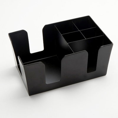 American Metalcraft BARB7 9" L x 6" W x 4" H 6-Compartment Black Bar Caddy