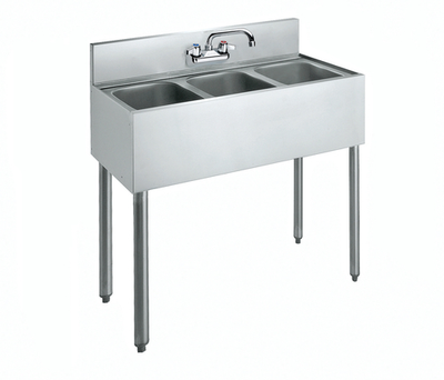Krowne CS-1836 Stainless Steel Convenience Store Sink With Three Compartment - 36" x 19" x 42 - 1/2"