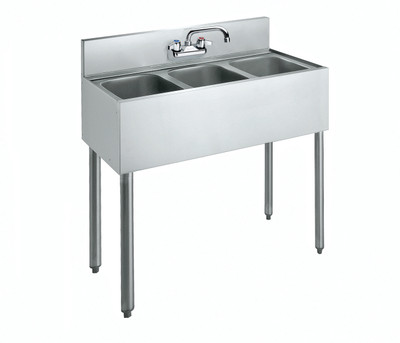 Krowne CS-1836 Stainless Steel Convenience Store Sink With Three Compartment - 36" x 19" x 42 - 1/2"