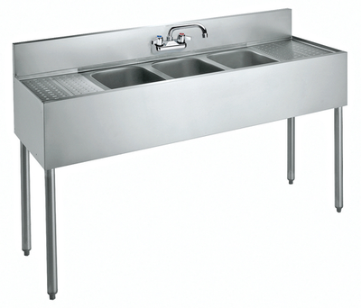Krowne CS-1860 Stainless Steel Convenience Store Sink With Three Compartment - 60" x 19" x 42 - 1/2"