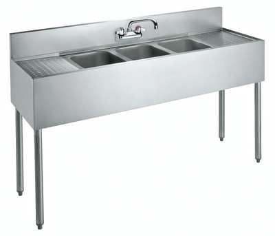 Krowne CS-1860 Stainless Steel Convenience Store Sink With Three Compartment - 60" x 19" x 42 - 1/2"