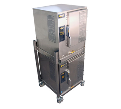 AccuTemp P61201E060 DBL-LP 6 Pans Liquid Propane Convection Steamer Two Connected Evolution Boilerless- 60,000 BTU