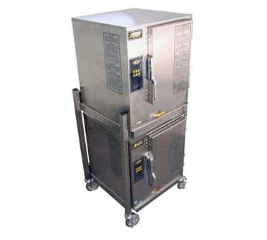 AccuTemp P61201E060 DBL-LP 6 Pans Liquid Propane Convection Steamer Two Connected Evolution Boilerless- 60,000 BTU