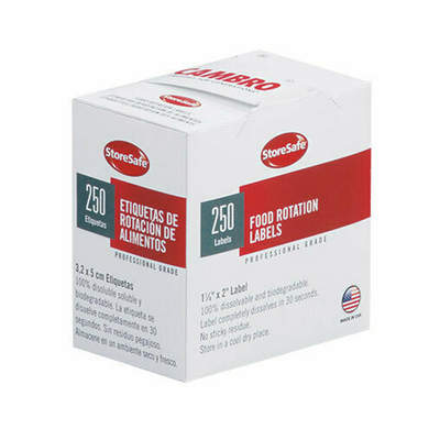 Cambro 1252SLINB250 1 1/4" x 2" Blank White StoreSafe Food Rotation Label (24 Rolls Per Case)