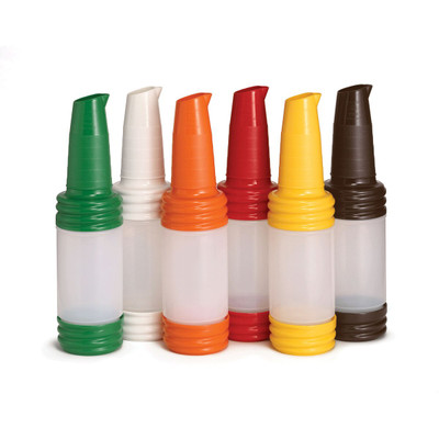 TableCraft Products N32VA 1 Qt. Polyethylene Cash & Carry PourMaster Complete Unit With PourMaster V-Neck Top & StorMaster Cap - 12/Case