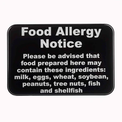 TableCraft Products 10481 9" x 6" Allergy White/Black Wall Mounted Warning Sign