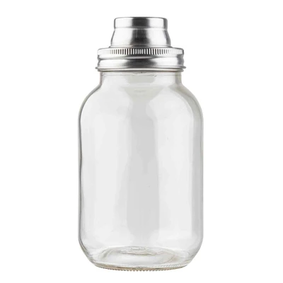 TableCraft Products MJS30 30 Oz. 18 Stainless Steel Top Glass Cash &amp; Carry Mason Jar Cocktail Shaker