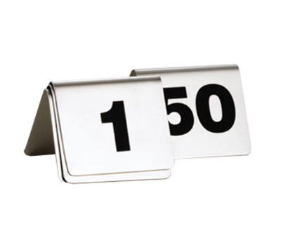 TableCraft Products T150 2.5&quot; W x 2&quot; D Stainless Steel 1-50 Number Tent Set