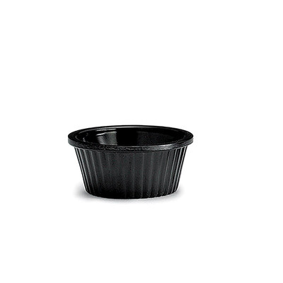 TableCraft Products RAM1FBK 1 Oz. Melamine Black Plain Ramekin - 12/Case