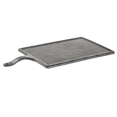 TableCraft Products MSP4520 13" x 8 3/4" W Platter With 4 3/4" Handle Rectangular Melamine Black Slate Frostone Collection Serving Paddle