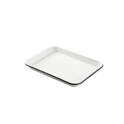 TableCraft Products 10347 13" W x 9.5" D x 1 0.13" H 0.25 Size Enamel White With Black Rim Sheet Pan