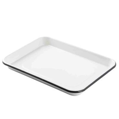 TableCraft Products 10347 13" W x 9.5" D x 1 0.13" H 0.25 Size Enamel White With Black Rim Sheet Pan