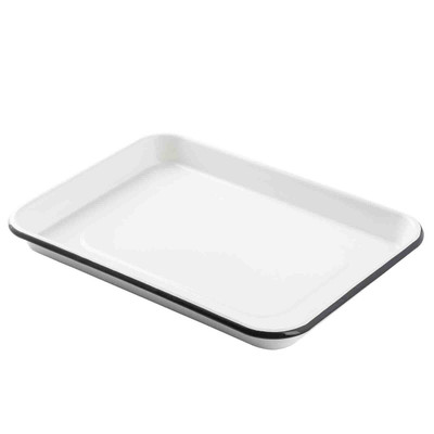 TableCraft Products 10347 13" W x 9.5" D x 1 0.13" H 0.25 Size Enamel White With Black Rim Sheet Pan