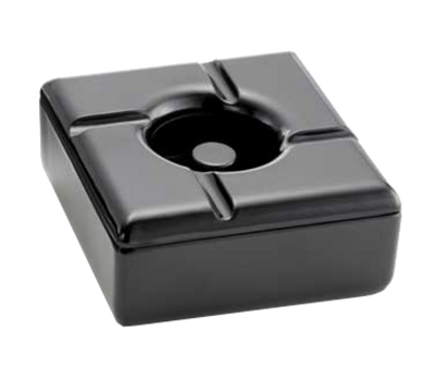 TableCraft Products WPA5BK 4 1/2" x 4 1/2" Square Black Melamine Windproof Ashtray