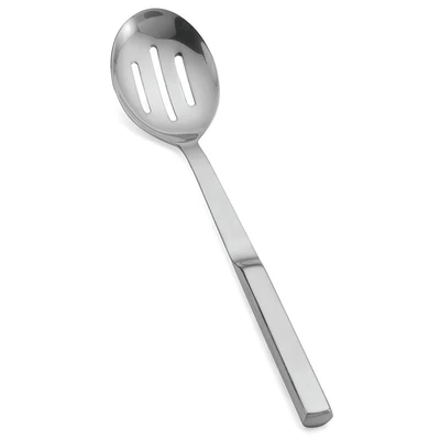 TableCraft Products 4334 11 3/4" Slotted Hollow Handle Stainless Steel Serving Spoon