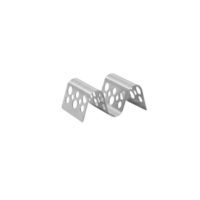 TableCraft Products TRSP12 3 5/8" W x 2 1/4" D x 1 1/2" H Stainless Steel Stamped Circle Pattern Taco Taxi Server