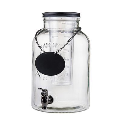 TableCraft Products 10090 10" W x 8" D x 12 3/4" H 2 Gal. Glass Industrial Collection Beverage Dispenser