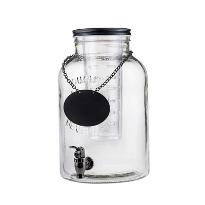 TableCraft Products 10090 10" W x 8" D x 12 3/4" H 2 Gal. Glass Industrial Collection Beverage Dispenser