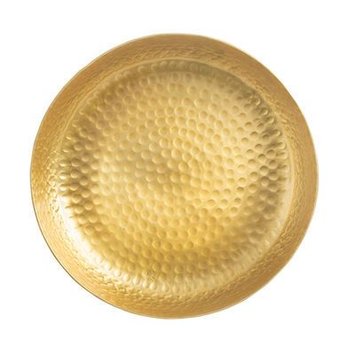 TableCraft Products 10740 8-1/2&quot; Dia. Round Crackle Pattern Aluminum Gold Powder Coated Finish