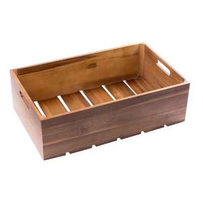 TableCraft Products CRATE116 20.75" W x 12.75" D x 6.25" H Brown Full Size Gastro Serving / Display Crate Fits 1/1 GN Pan