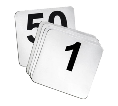 TableCraft Products N150 4&quot; 1-50 Stainless Steel Number Card Sign Set