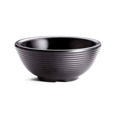 TableCraft Products RAM3RBK 3 Oz. Round Melamine Black Ribbed SaferFoods Solutions Ramekin - 12/Case