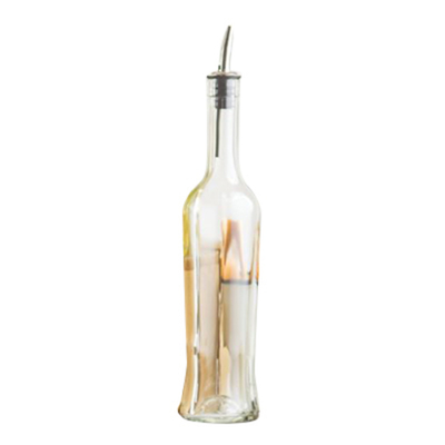 TableCraft Products H932 17 1/2 Oz. Clear Glass Olive Oil Bottle With Stainless Steel Pourer
