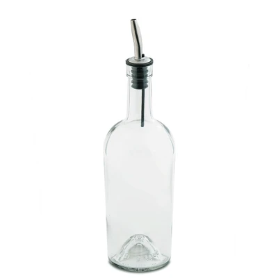 TableCraft Products H932 17 1/2 Oz. Clear Glass Olive Oil Bottle With Stainless Steel Pourer