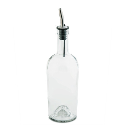 TableCraft Products H932 17 1/2 Oz. Clear Glass Olive Oil Bottle With Stainless Steel Pourer