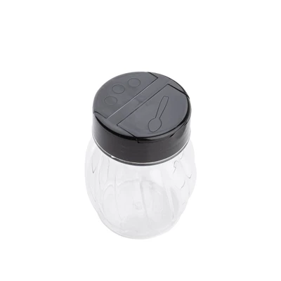 TableCraft Products 10327 6 Oz. Black Glass Flip Top Plastic Lid Shaker