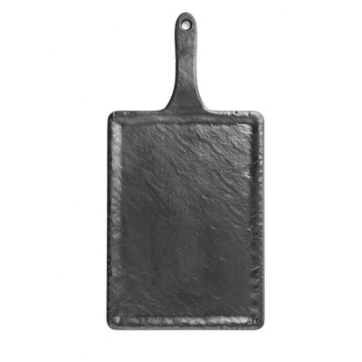 TableCraft Products MSP3618 9 3/4" x 7" W Platter With 4 1/2"D Handle Rectangular Melamine Black Slate Frostone Collection Serving Paddle