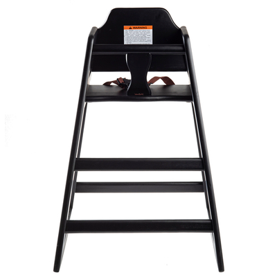 TableCraft Products 10624 23" W x 20 1/8" D x 29 1/2" H Wood Stackable Black Finish Unassembled High Chair