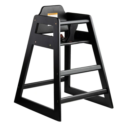 TableCraft Products 10624 23" W x 20 1/8" D x 29 1/2" H Wood Stackable Black Finish Unassembled High Chair