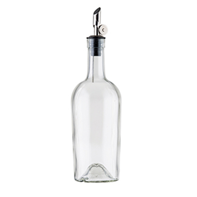 TableCraft Products 10379 17 1/2 Oz. Clear Glass With Stainless Steel Pourer Oil &amp; Vinegar Bottle