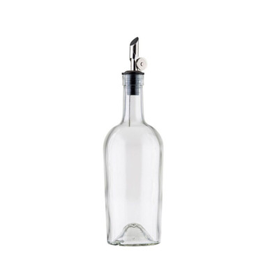 TableCraft Products 10379 17 1/2 Oz. Clear Glass With Stainless Steel Pourer Oil &amp; Vinegar Bottle