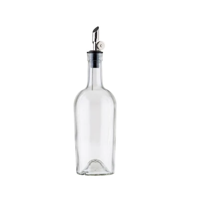TableCraft Products 10379 17 1/2 Oz. Clear Glass With Stainless Steel Pourer Oil &amp; Vinegar Bottle