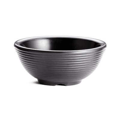 TableCraft Products RAM4RBK 4 Oz. Round Melamine Black Ribbed SaferFoods Solutions Ramekin - 12/Case