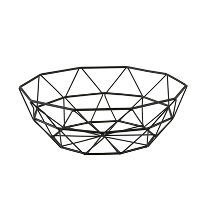 TableCraft Products 10464 10" W x 3 1/2" H Black Round Powder Coated Steel Delta Series Wire Basket