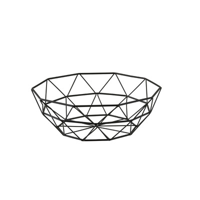 TableCraft Products 10464 10" W x 3 1/2" H Black Round Powder Coated Steel Delta Series Wire Basket