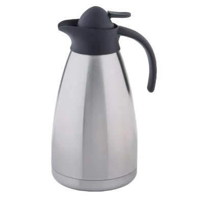 TableCraft Products 10297 34 Oz. Vacuum Insulated Thumb Press Black Plastic Lid Coffee Carafe