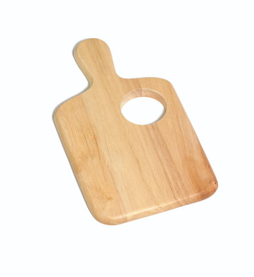 TableCraft Products 79A 13 1/2" W x 7 1/2" D x 3/4" H 2-3/4" Dia. Natural Finish Wood Bread Board