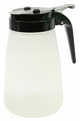 TableCraft Products PP10BK 10 Oz. Modern Design Black ABS Plastic Top Transparent Polypropylene Syrup Dispenser