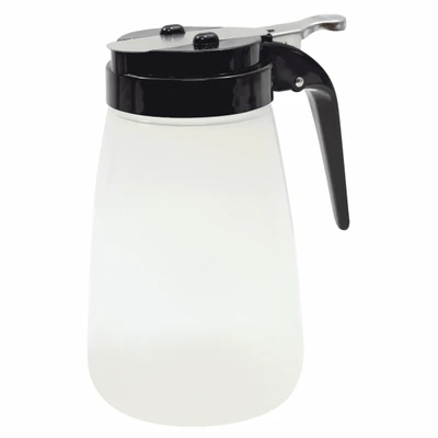 TableCraft Products PP10BK 10 Oz. Modern Design Black ABS Plastic Top Transparent Polypropylene Syrup Dispenser