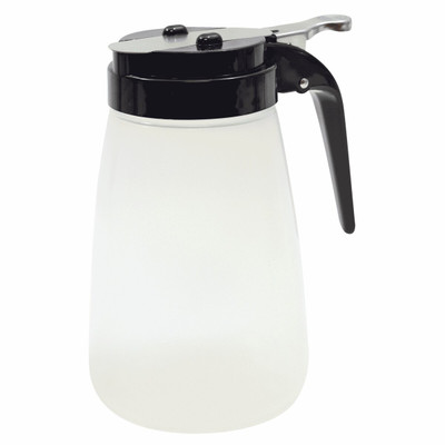 TableCraft Products PP10BK 10 Oz. Modern Design Black ABS Plastic Top Transparent Polypropylene Syrup Dispenser