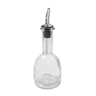 TableCraft Products 10404 10 Oz. Clear Glass With Stainless Steel Pourer Oil &amp; Vinegar Bottle