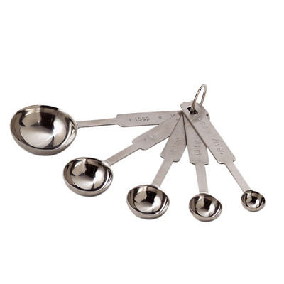TableCraft Products H722A 5-Piece Stainless Steel Cash & Carry Measuring Spoon Set - 12/Case